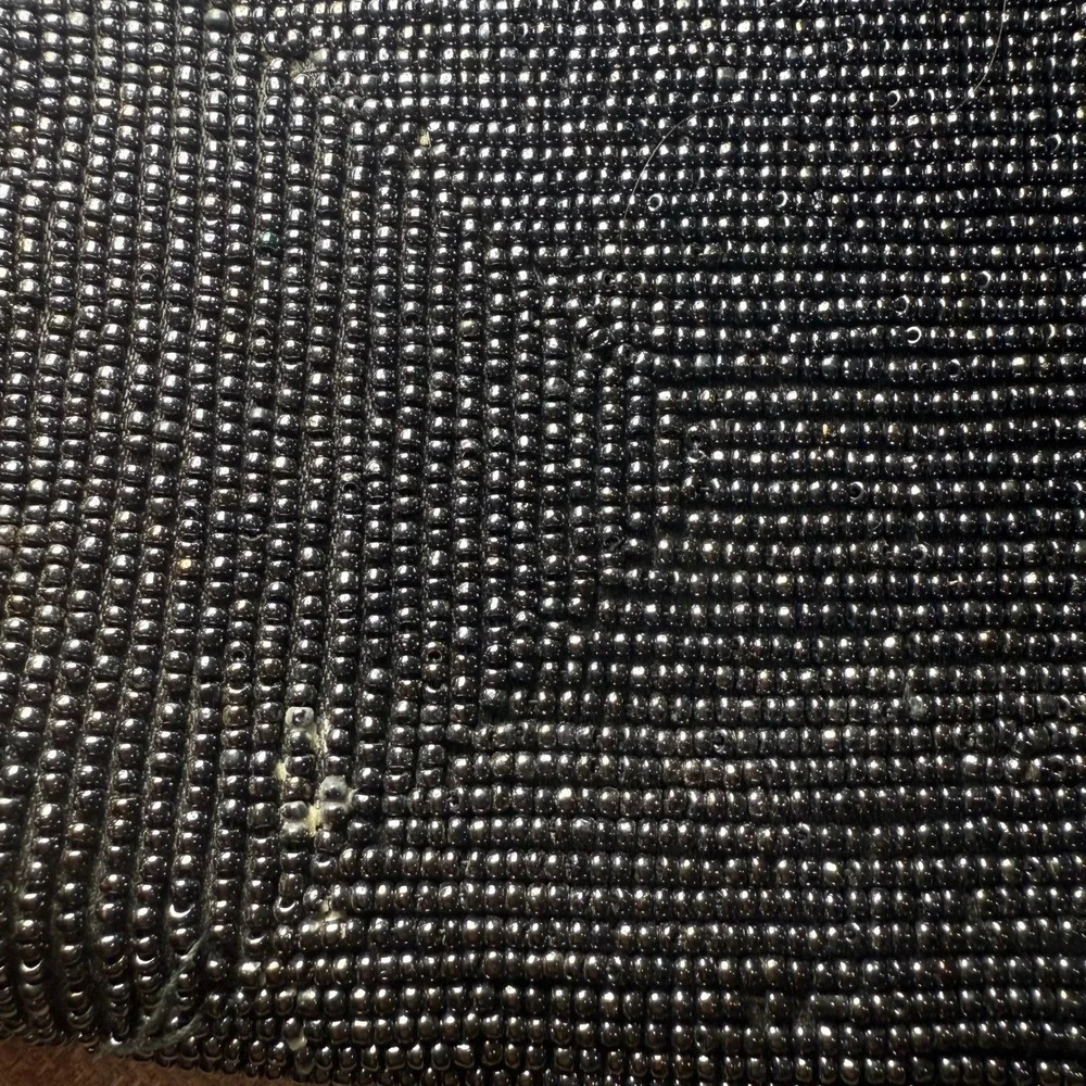 Vintage 50s/60s SchildKraut Japan Black Beaded Evening‎ Clutch Floral Bugle
